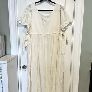 NWT free people dress - medium (but runs large) ivory/white cotton boho romantic